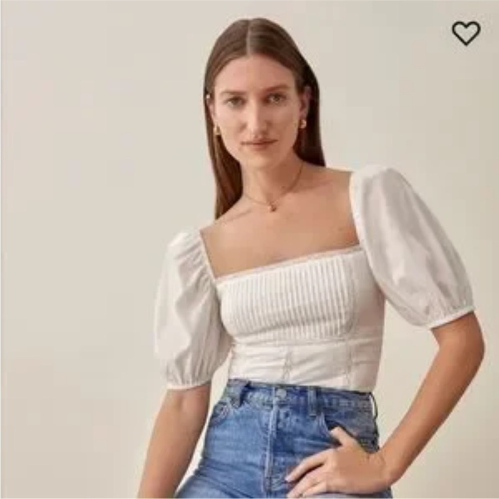 Reformation White Puff Sleeve Crop Top Size 2 New